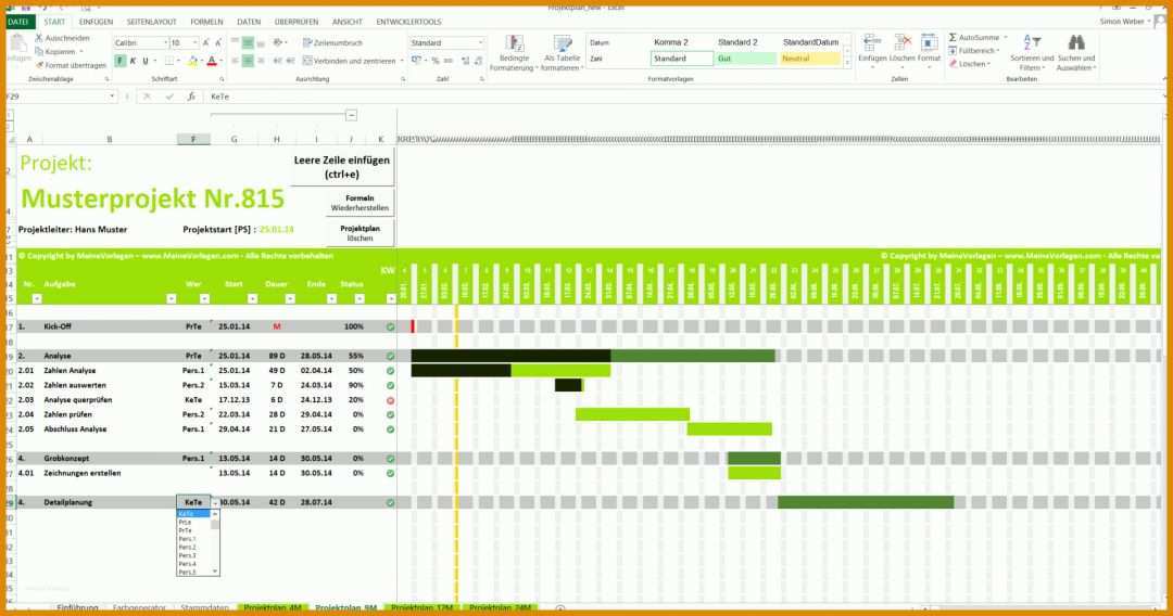 Bestbewertet Projektplan Vorlage Excel 1920x1010