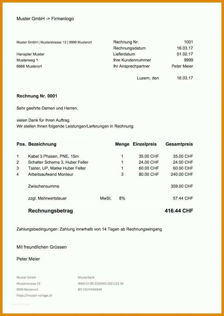 Bemerkenswert Rechnung Privatperson Vorlage 868x1227