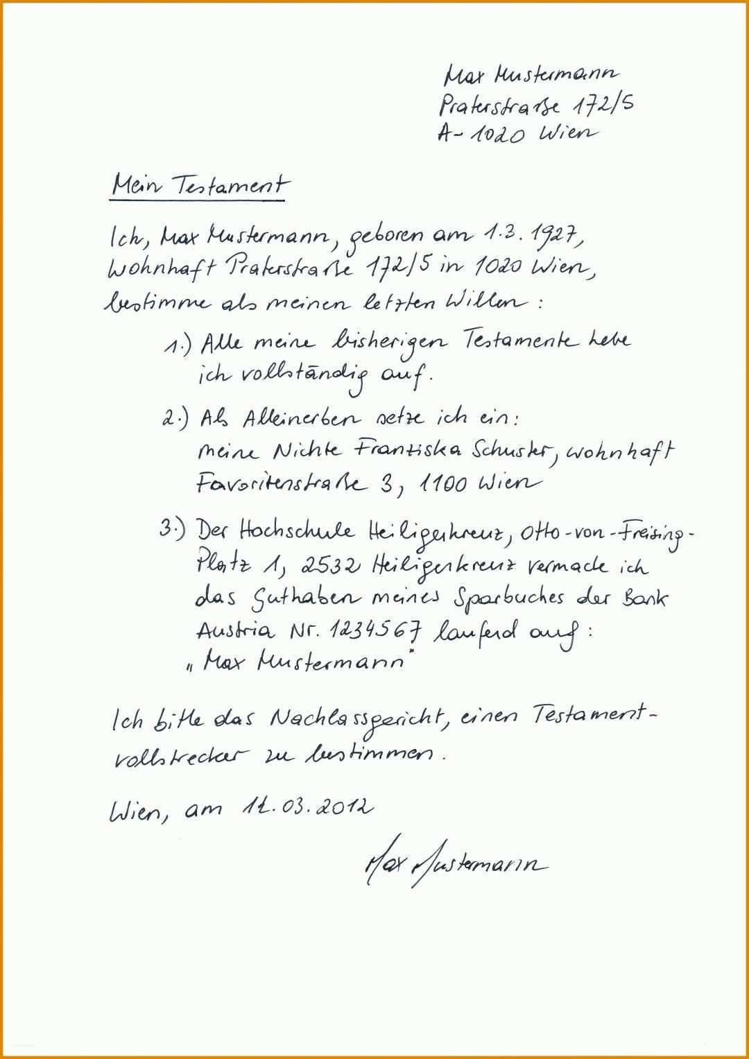 Modisch Testament Schweiz Vorlage Alleinstehend 2480x3507