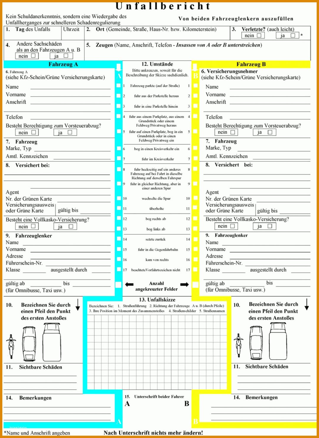 Unvergesslich Unfallbericht Vorlage 1364x1876