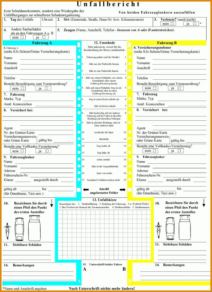 Erstaunlich Unfallbericht Vorlage 1364x1876