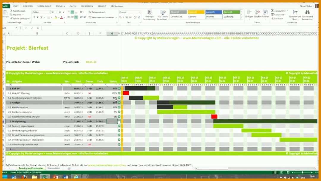 Modisch Vorlage Projektplan Excel 1280x720