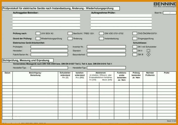 Faszinieren Vorlage Prüfprotokoll Ortsveränderliche Geräte 1000x703