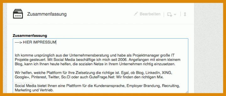 Auffällig Linkedin Zusammenfassung Vorlage 780x331