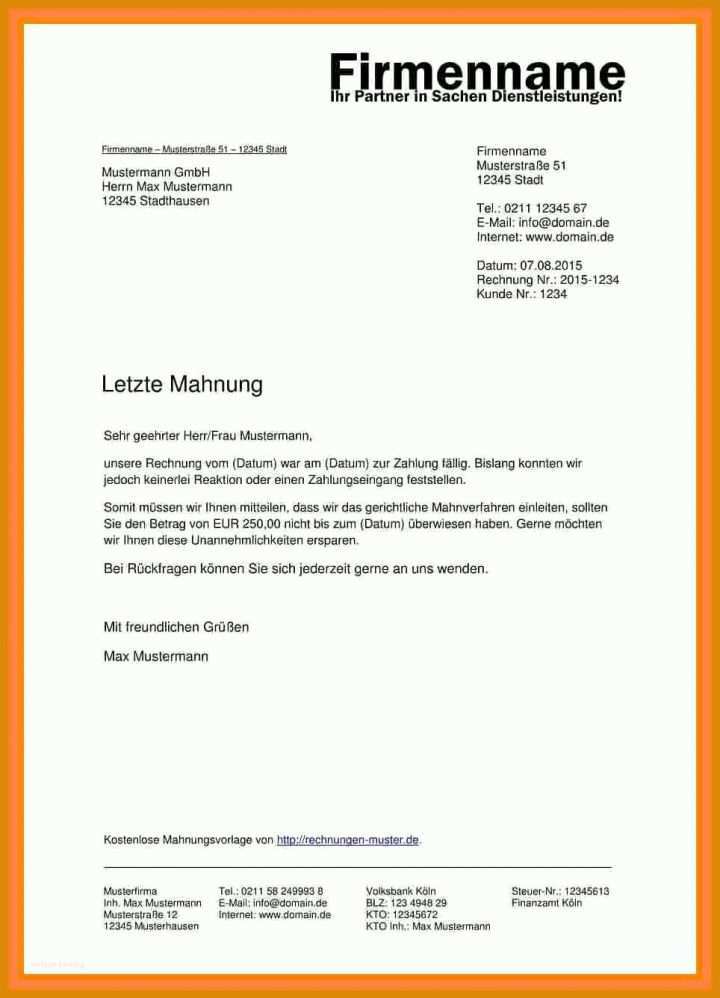 Mahnung Vorlage Privat 18 Mahnung Vorlage Privat