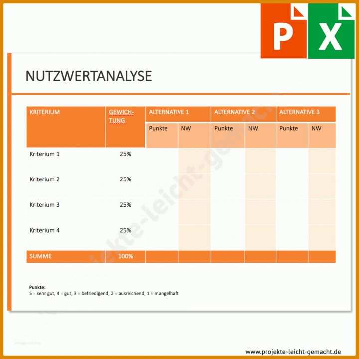 Limitierte Auflage Nutzwertanalyse Vorlage 1000x1000