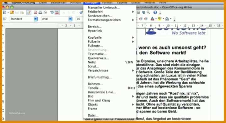 Untermietvertrag Vorlage Openoffice 20 Openoffice Fusnoten Einfugen