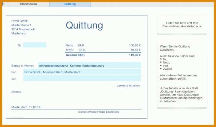 Toll Vorlage Quittung 1005x592