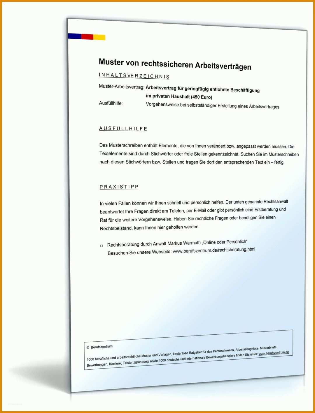 Einzahl Arbeitsvertrag Midijob Vorlage 1600x2100