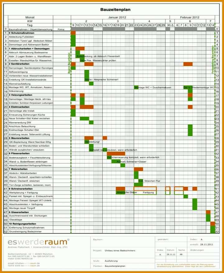 Moderne Excel Vorlage Bauzeitenplan 1176x1432