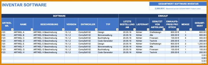 Ungewöhnlich Inventarliste Vorlage 1445x452