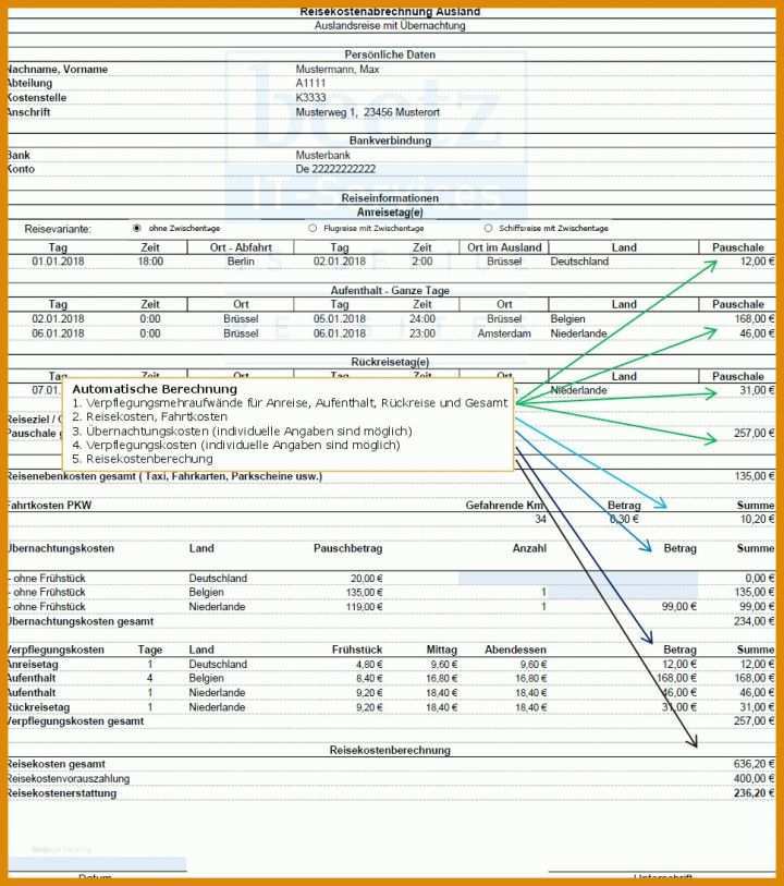 Phänomenal Kfz Kosten Excel Vorlage 968x1093