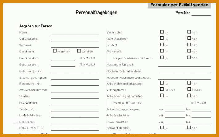 Beste Personalfragebogen Vorlage 710x444