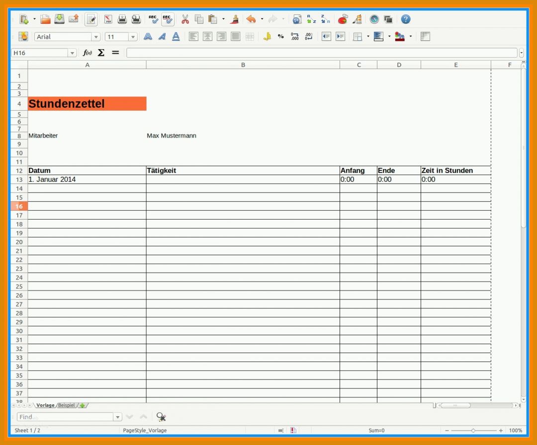 Ungewöhnlich Stundenzettel Excel Vorlage Kostenlos 2016 1265x1050