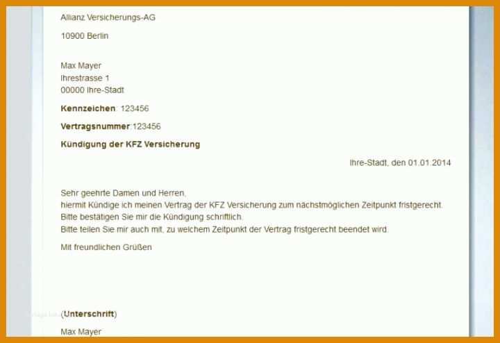 Perfekt Vorlage Kündigung Kfz Versicherung Adac 800x549