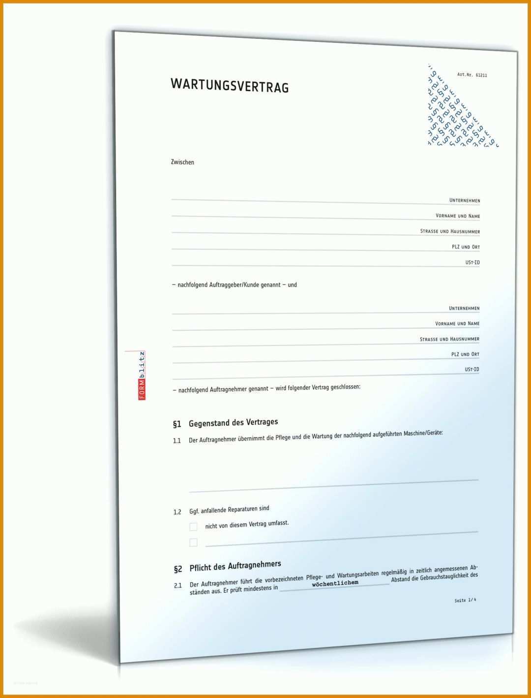 Großartig Wartungsvertrag Vorlage Edv 1600x2100