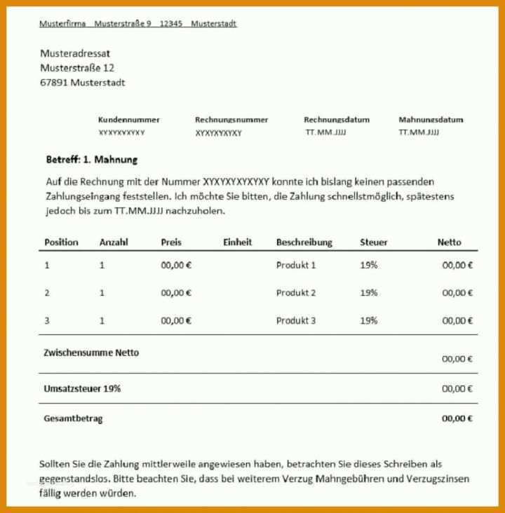 Schockieren 1 Mahnung Schreiben Vorlage 771x784