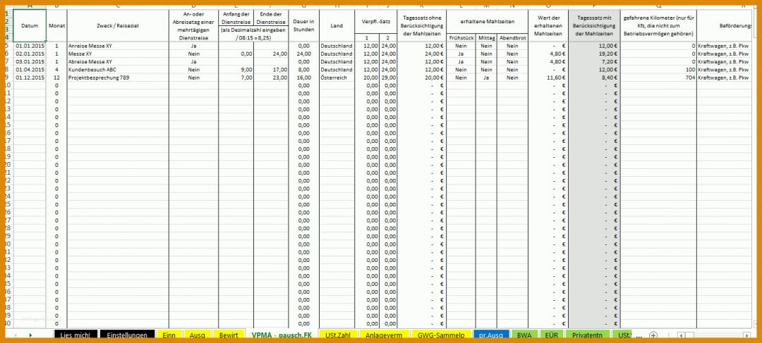 Moderne Einnahmen überschuss Rechnung Vorlage Excel 1438x648