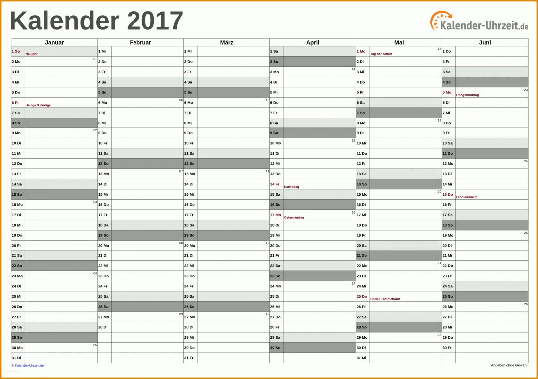 Fabelhaft Excel Vorlage Kalender 2017 3200x2254