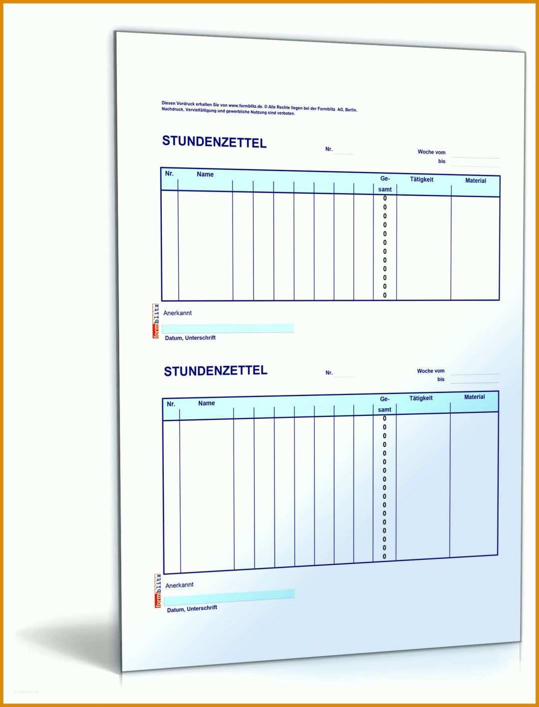 Überraschend Stundenzettel Excel Vorlage 1600x2100