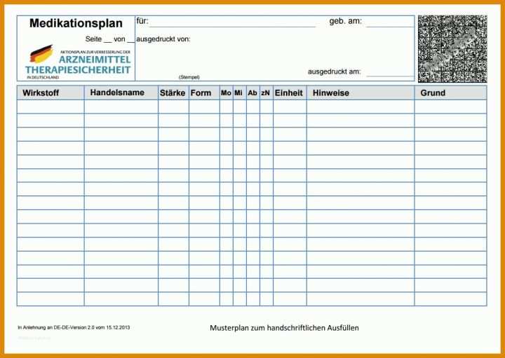 Staffelung Vorlage Medikationsplan 1133x804