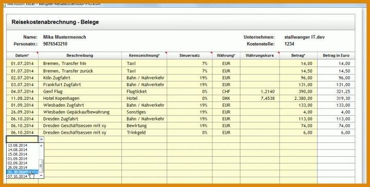 Beeindruckend Vorlage Reisekostenabrechnung Excel 1078x547