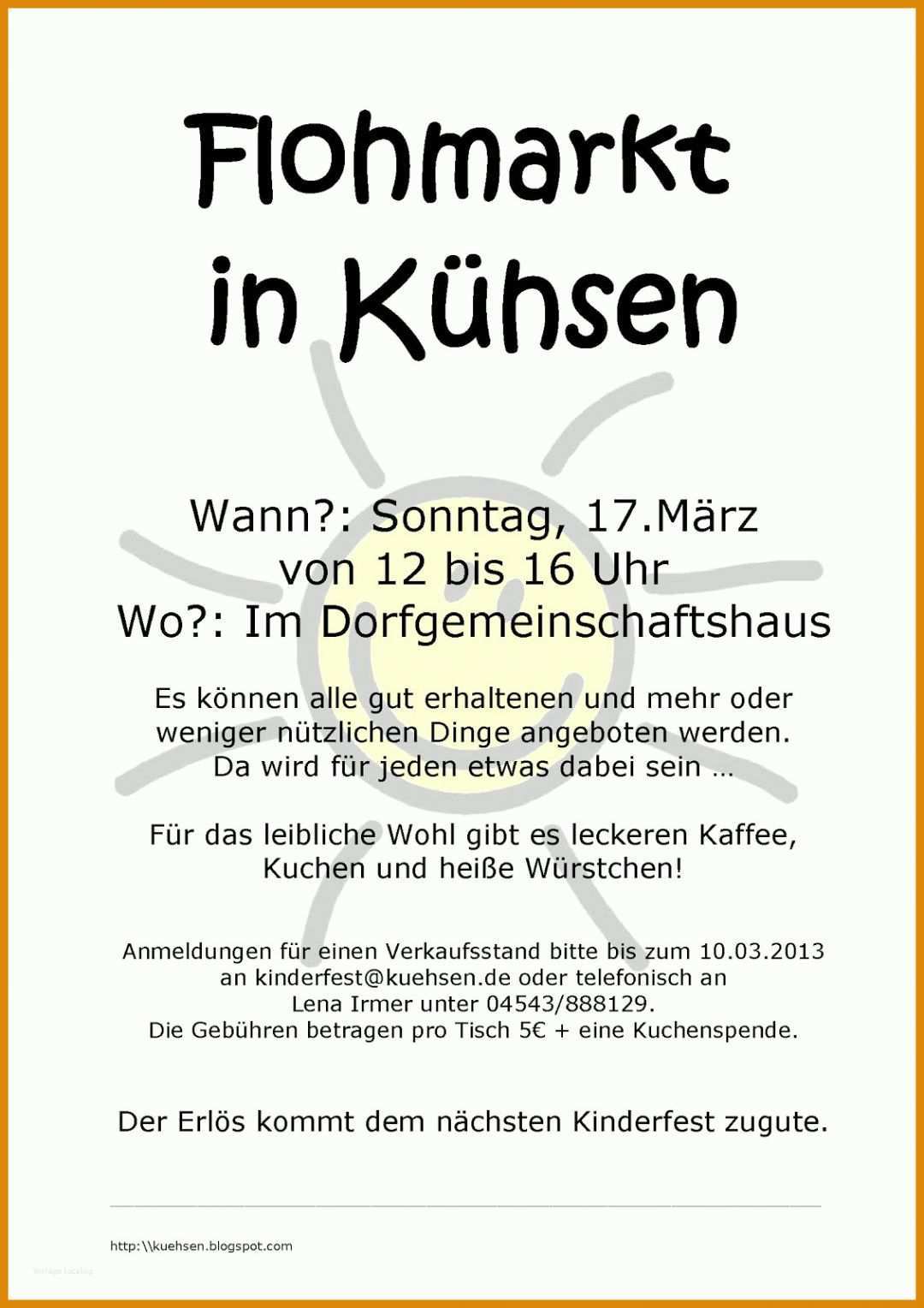 Wunderbar Flohmarkt Flyer Vorlage 1131x1600