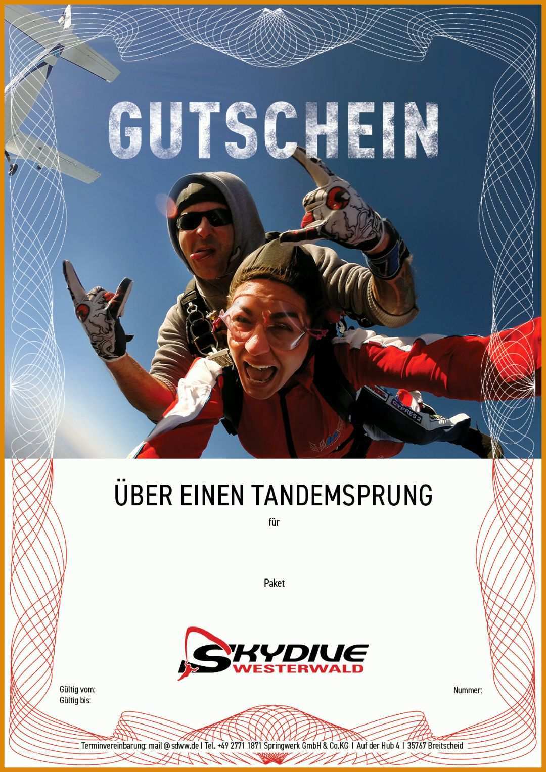 Original Gutschein Tandemsprung Vorlage 1240x1754