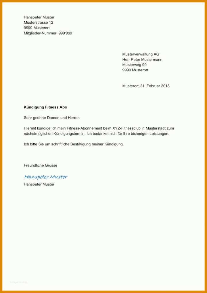 Bestbewertet Kündigungsschreiben Verein Vorlage 868x1227