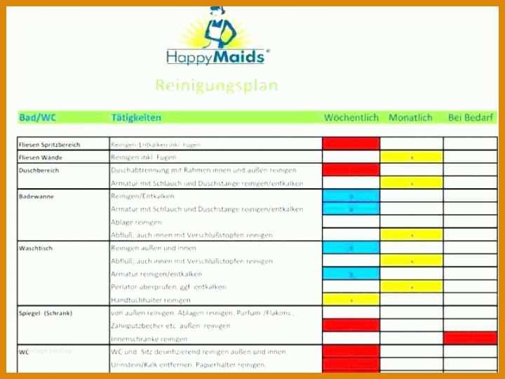 Unglaublich Reinigungsplan Vorlage Excel 800x600