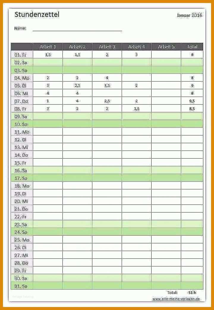 Spezialisiert Stundenzettel Excel Vorlage Kostenlos 2017 723x1046