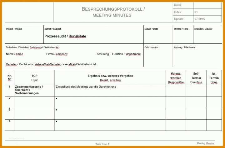 Außergewöhnlich Vorlage Besprechungsprotokoll 1051x692