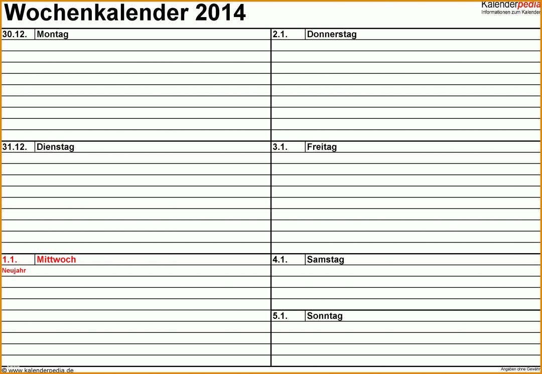 Toll Wochenkalender Vorlage 3171x2191