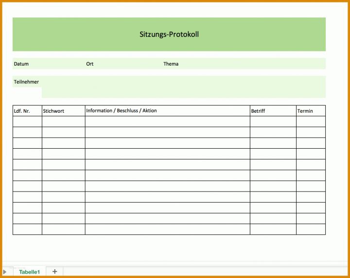 Besprechungsprotokoll Vorlage Excel Protokollvorlage Muster