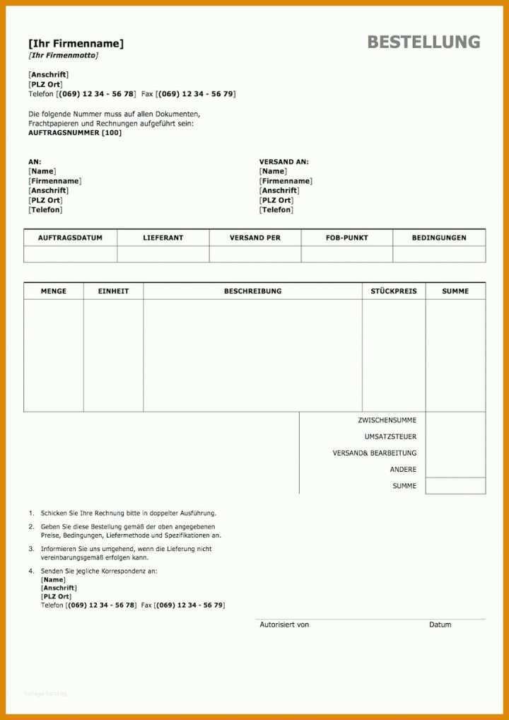 Spektakulär Bestellformular Excel Vorlage 868x1227