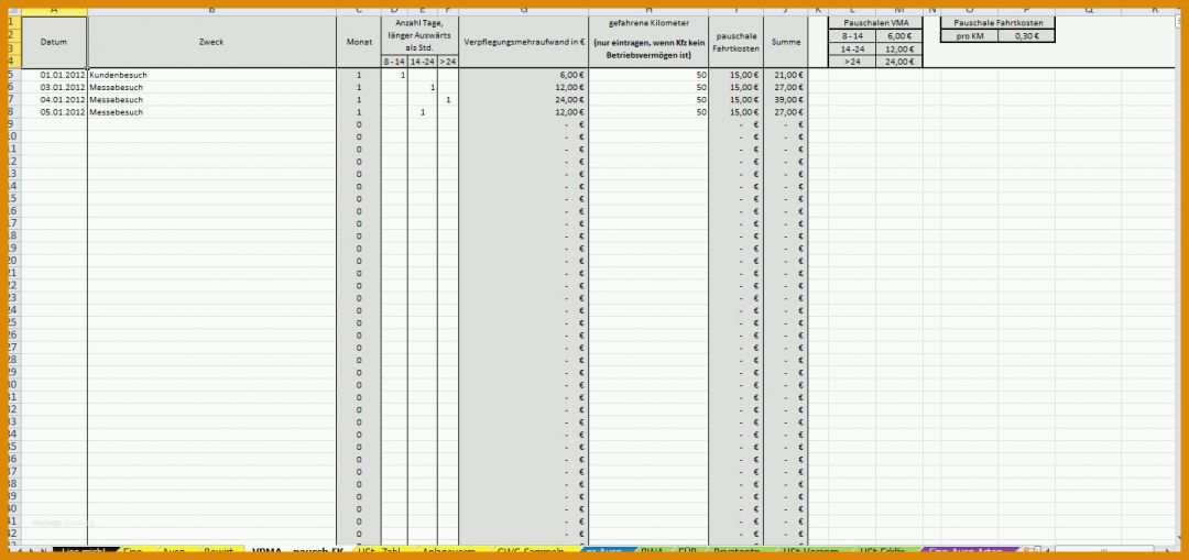 Toll Fahrtkosten Vorlage Excel 1437x677