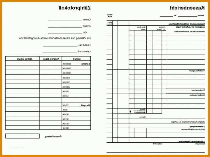 Allerbeste Kassenbericht Pdf Vorlage 1005x750