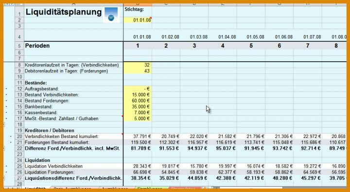Limitierte Auflage Liquiditätsplanung Vorlage 1000x548