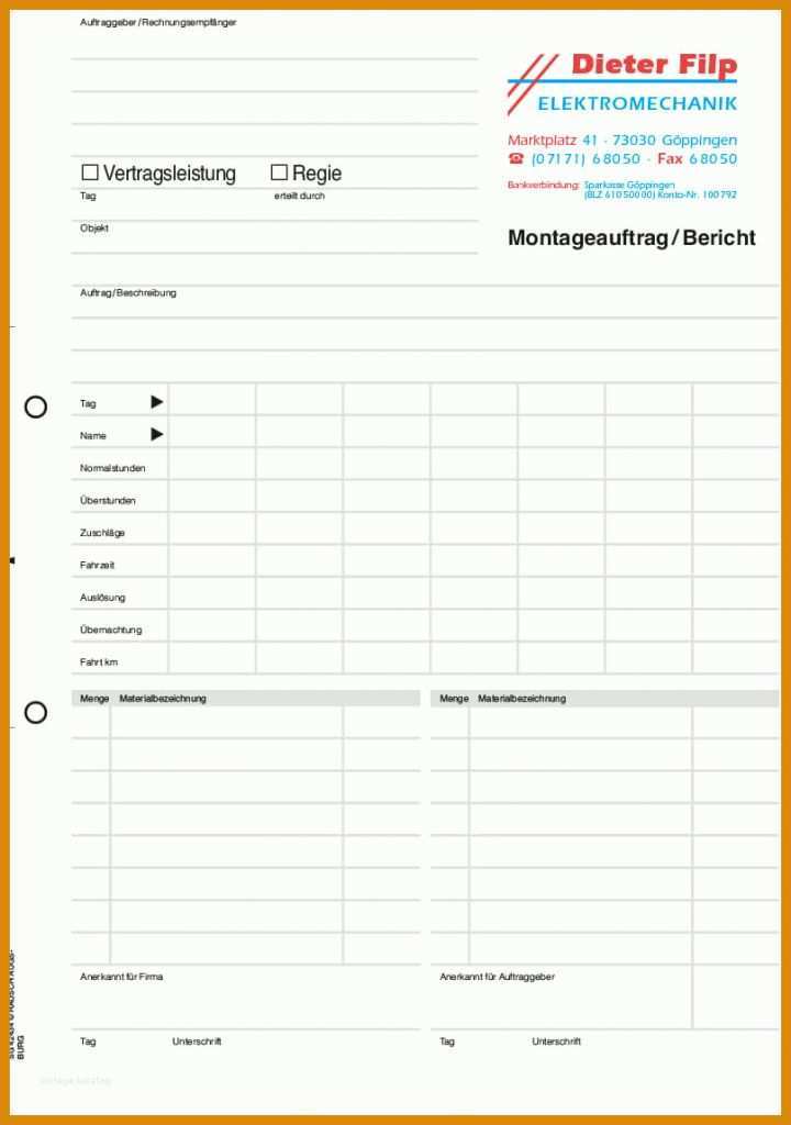 Spektakulär Montagebericht Vorlage Word 807x1148