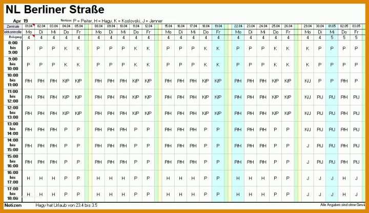 Beeindruckend Personaleinteilung Excel Vorlage 1004x578