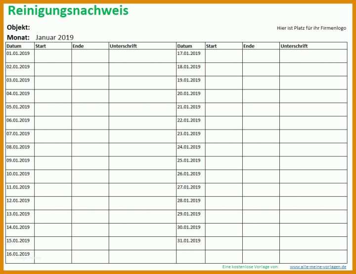 Reinigungsplan Vorlage Kostenlos Reinigungsnachweis Reinigungsplan Als Excel Vorlage