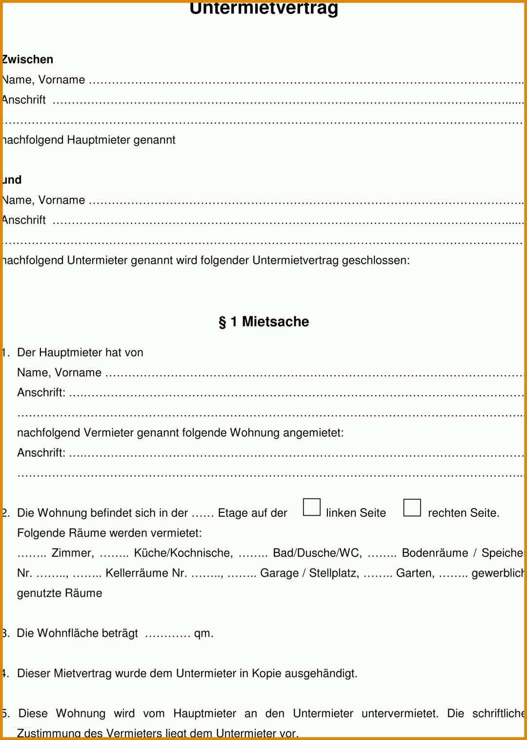 Ideal Untermietvertrag Lebenspartner Vorlage 1890x2652