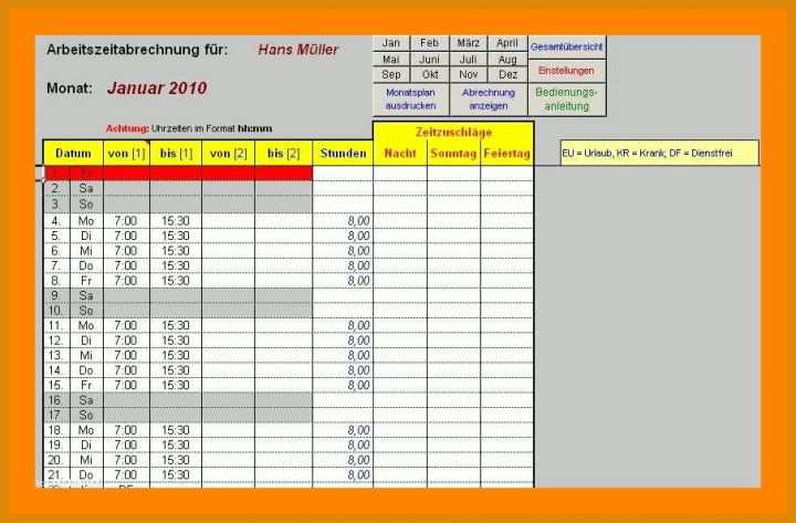 Auffällig Arbeitsstunden Vorlage 905x595