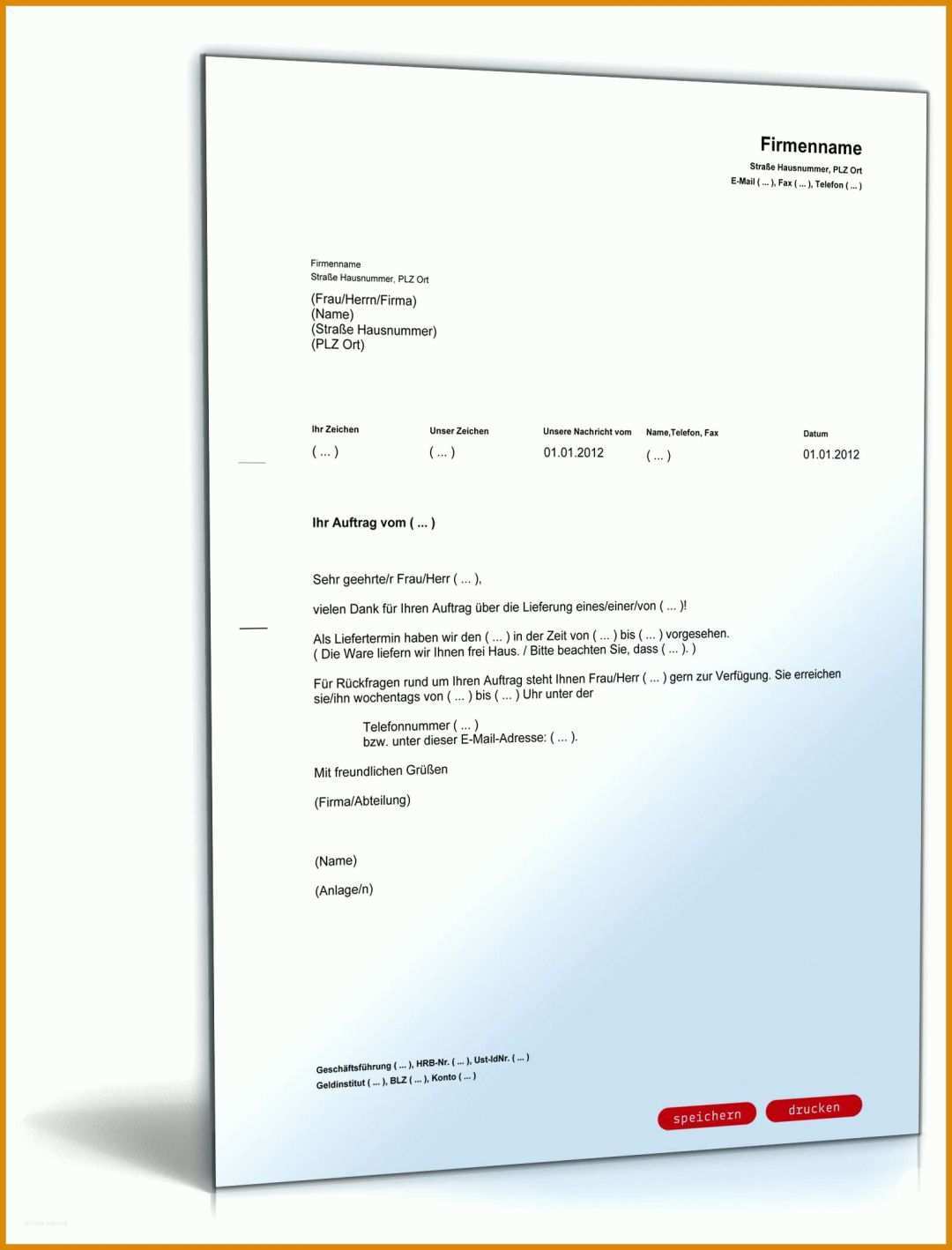 Unvergesslich Auftragsbestätigung Vorlage Pdf 1600x2100