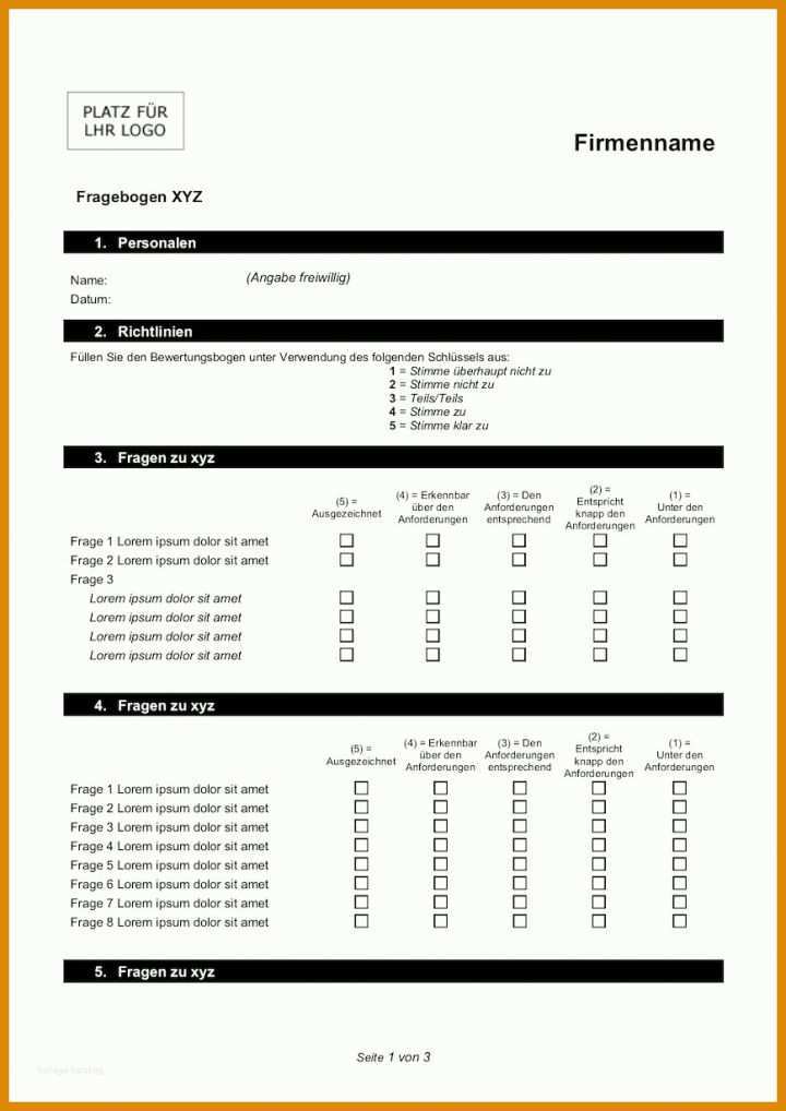 Schockieren Fragebogen Vorlage Doc 868x1227