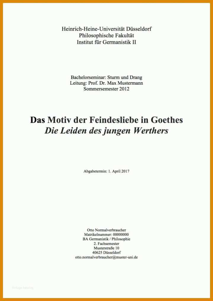 Hausarbeit Vorlage Deckblatt Hausarbeit