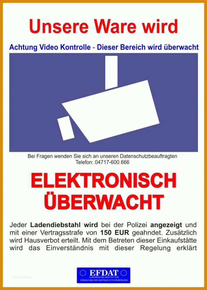 Erschwinglich Hinweis Videoüberwachung Dsgvo Vorlage 730x1024