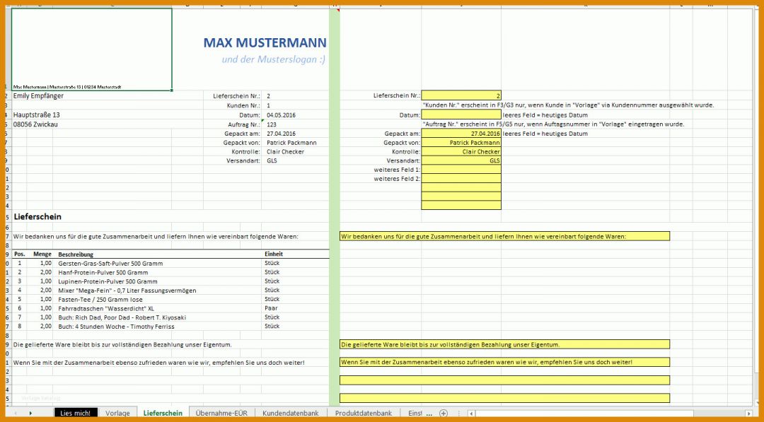 Atemberaubend Lieferschein Vorlage Excel 1440x796