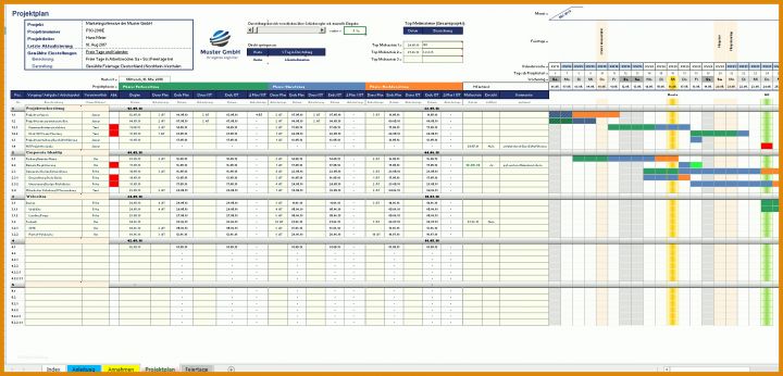 Kreativ Projektmanagement Excel Vorlage 1862x896