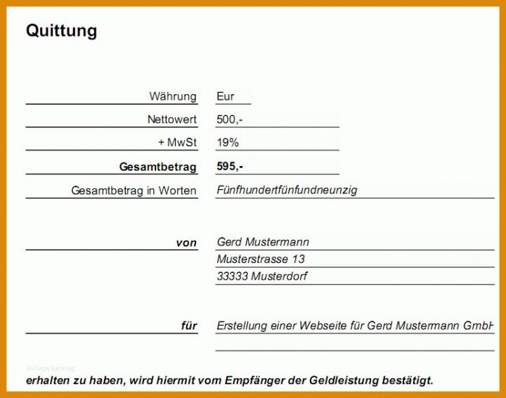 Moderne Quittung Kaution Vorlage 769x604